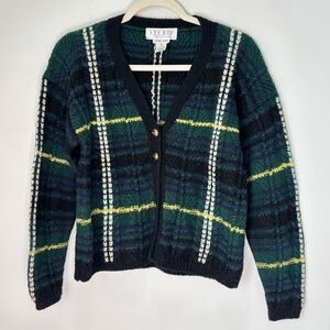 Studio Michelle Stuart Vintage Women’s Hand Knit Wool Sweater Cardigan Medium E1